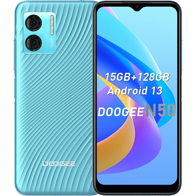 Doogee N50 Mobiltelefon, Kártyafüggetlen, Dual Sim, 8GB/128GB, Electric Blue (kék)