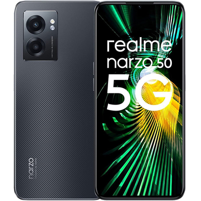 Realme Narzo 50 5G Mobiltelefon, Kártyafüggetlen, Dual Sim, 4/64GB, Hyper Black (fekete)